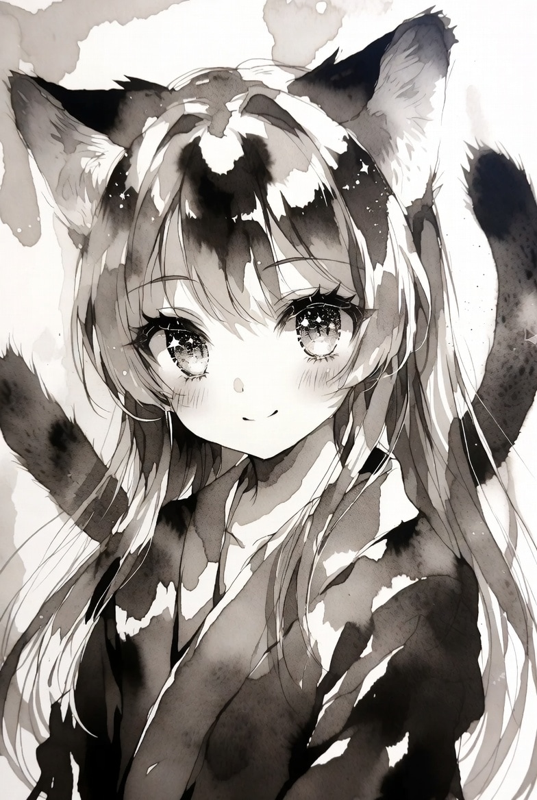 墨絵猫耳 | の人気AIイラスト・グラビア