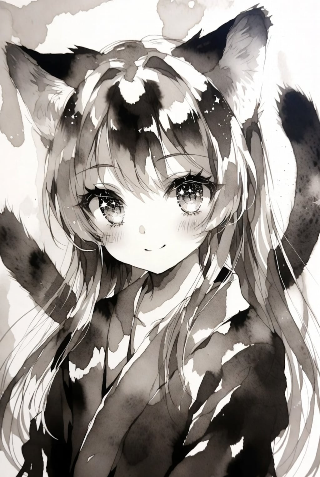 墨絵猫耳