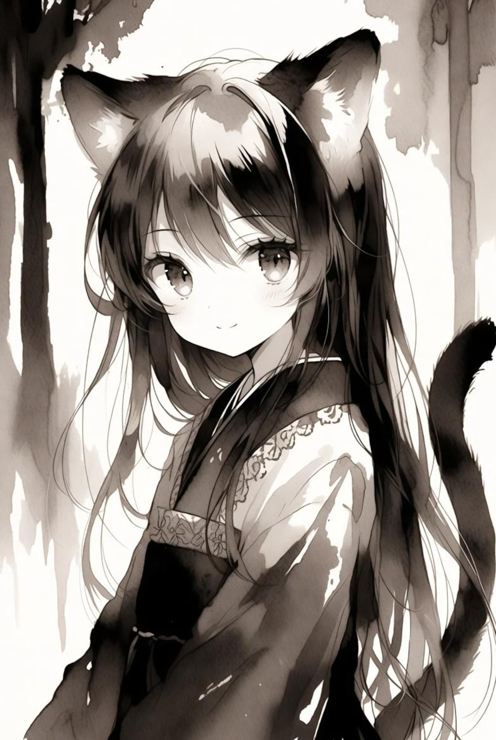 墨絵猫耳