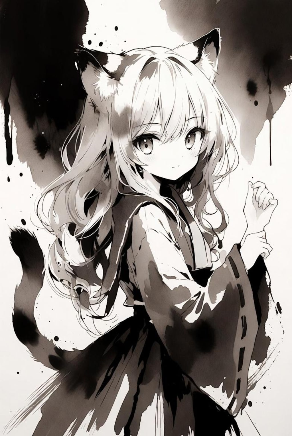 墨絵猫耳