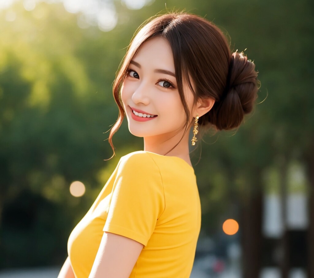 黄色Tシャツのお姉さん