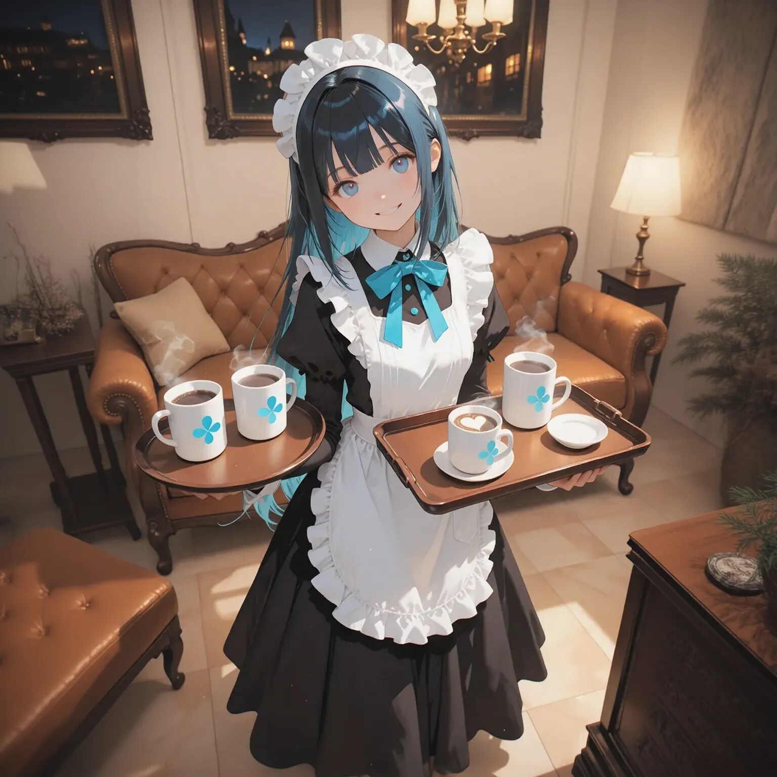 「コーヒーをお持ちしました。ご主人様のは🩷のです」