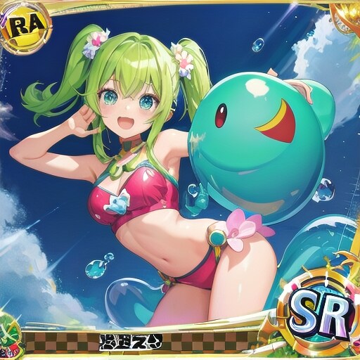 トレカ:水着ガールとスライム