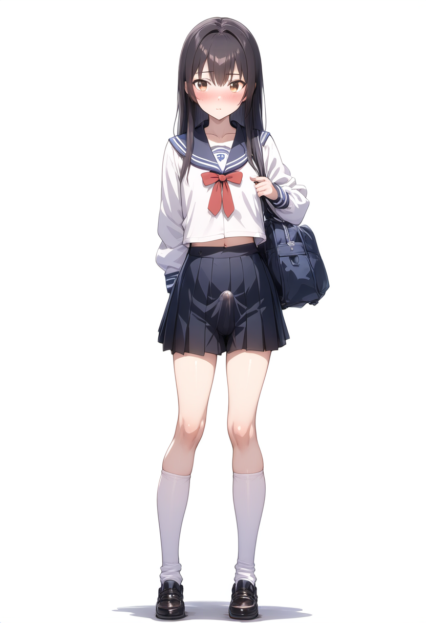 AI男の娘画像特集の作品 男の娘制服スカートもっこり勃起立ち絵