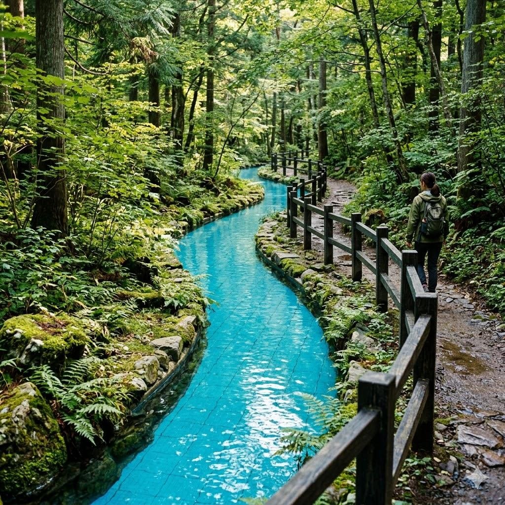 森の中を流れるプールの川