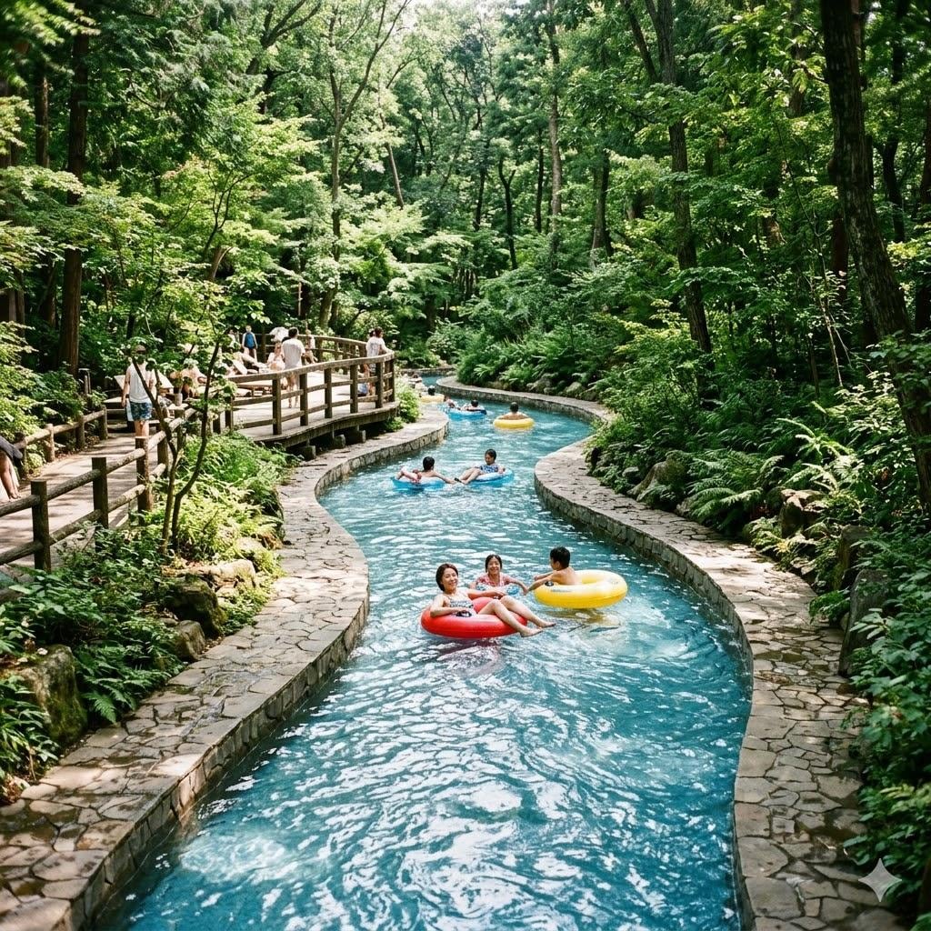 森の中を流れるプールの川