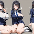 黒髪長髪眼鏡女性 2枚目