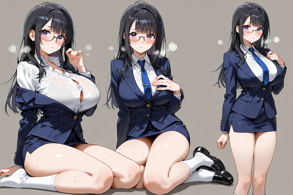 黒髪長髪眼鏡女性