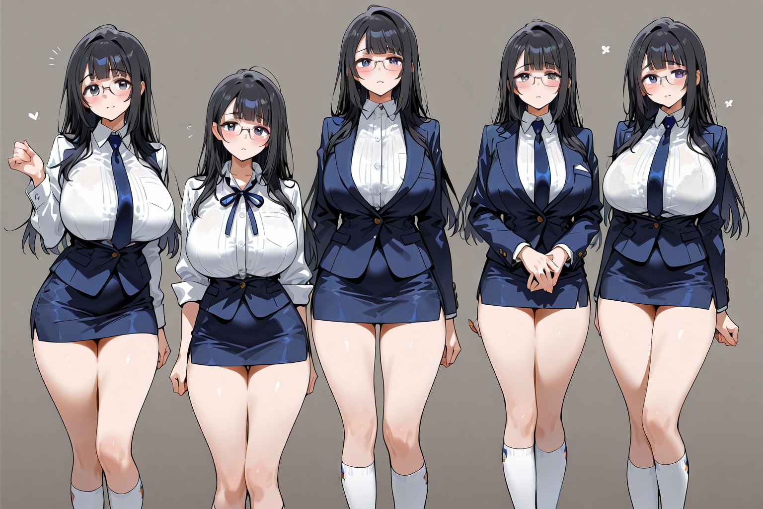 黒髪長髪眼鏡女性
