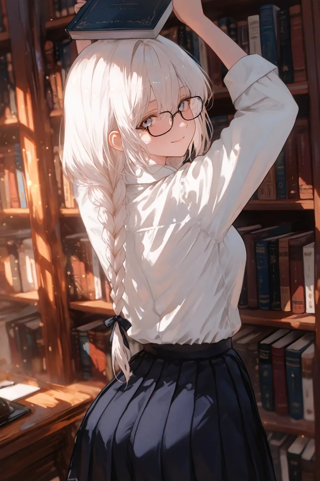 眼鏡三つ編み（白）