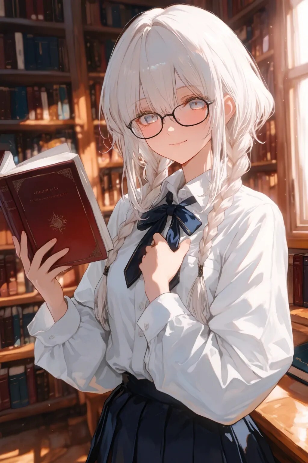 眼鏡三つ編み（白）