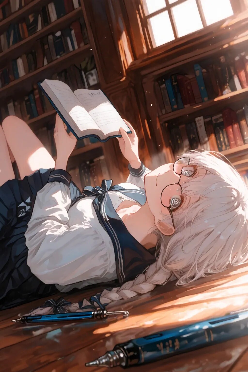 眼鏡三つ編み（白）