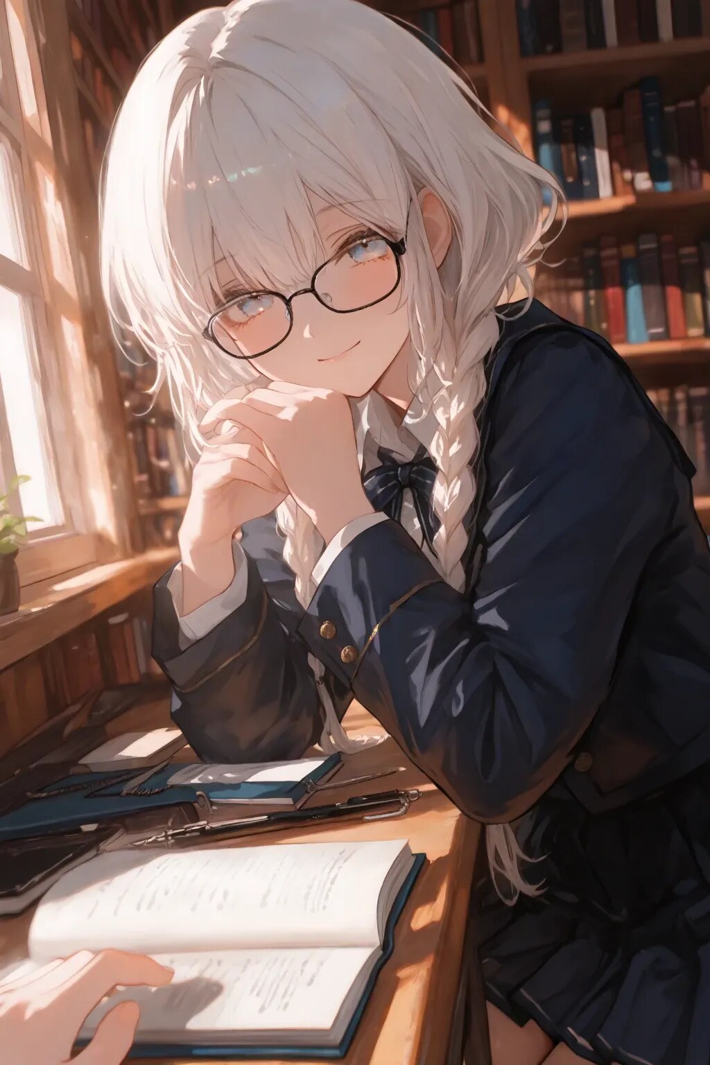 眼鏡三つ編み（白）