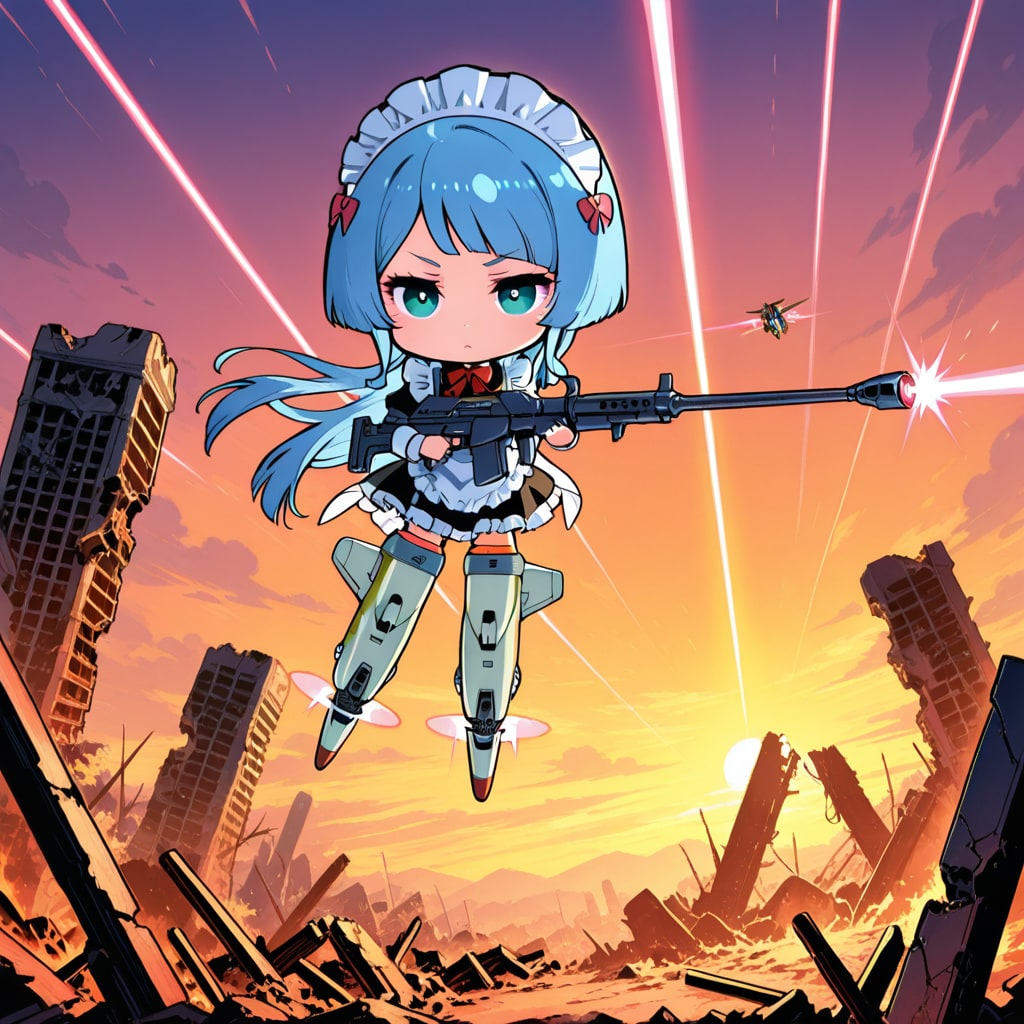 戦う青髪メイドちゃん