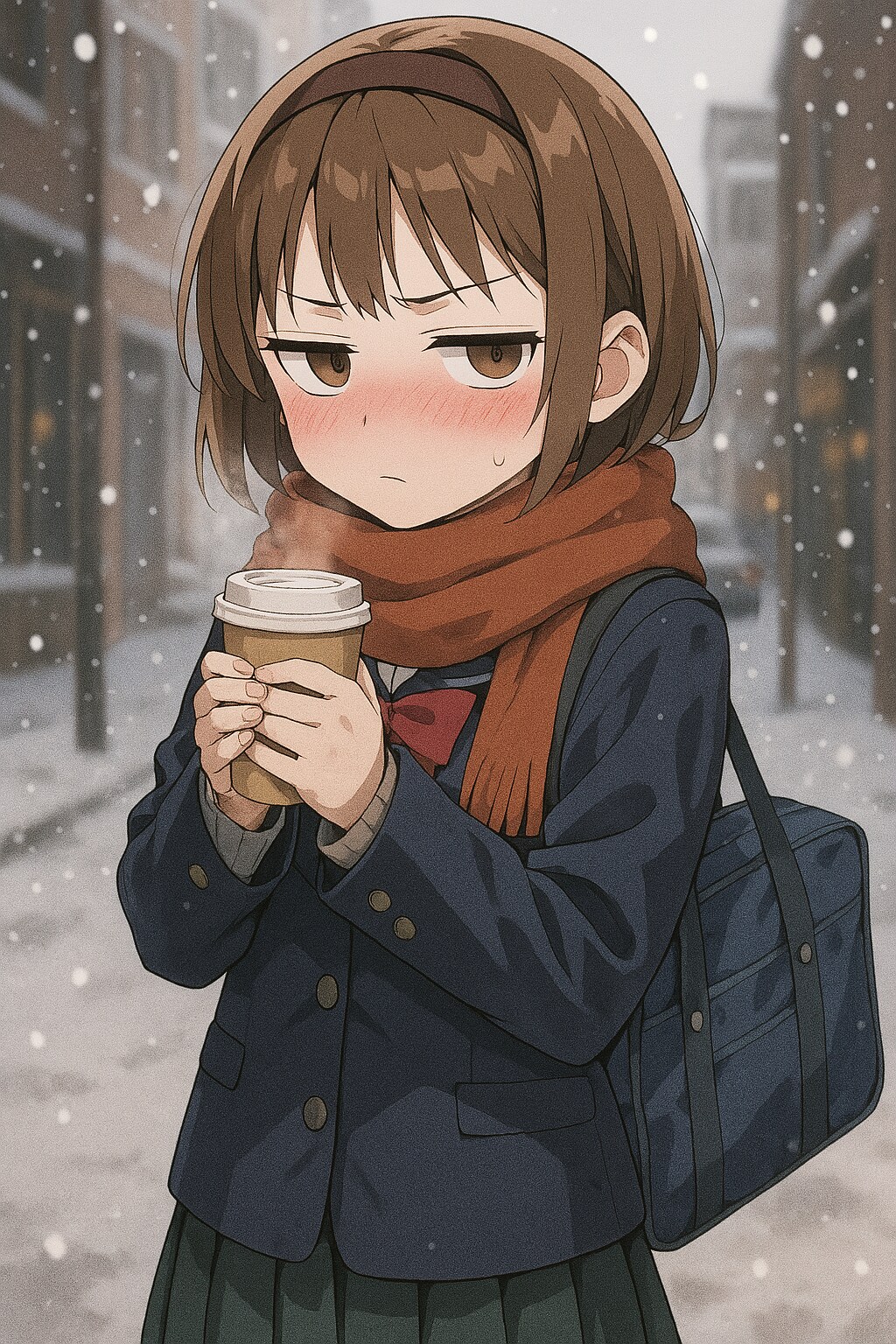 コートスタイルでジト目