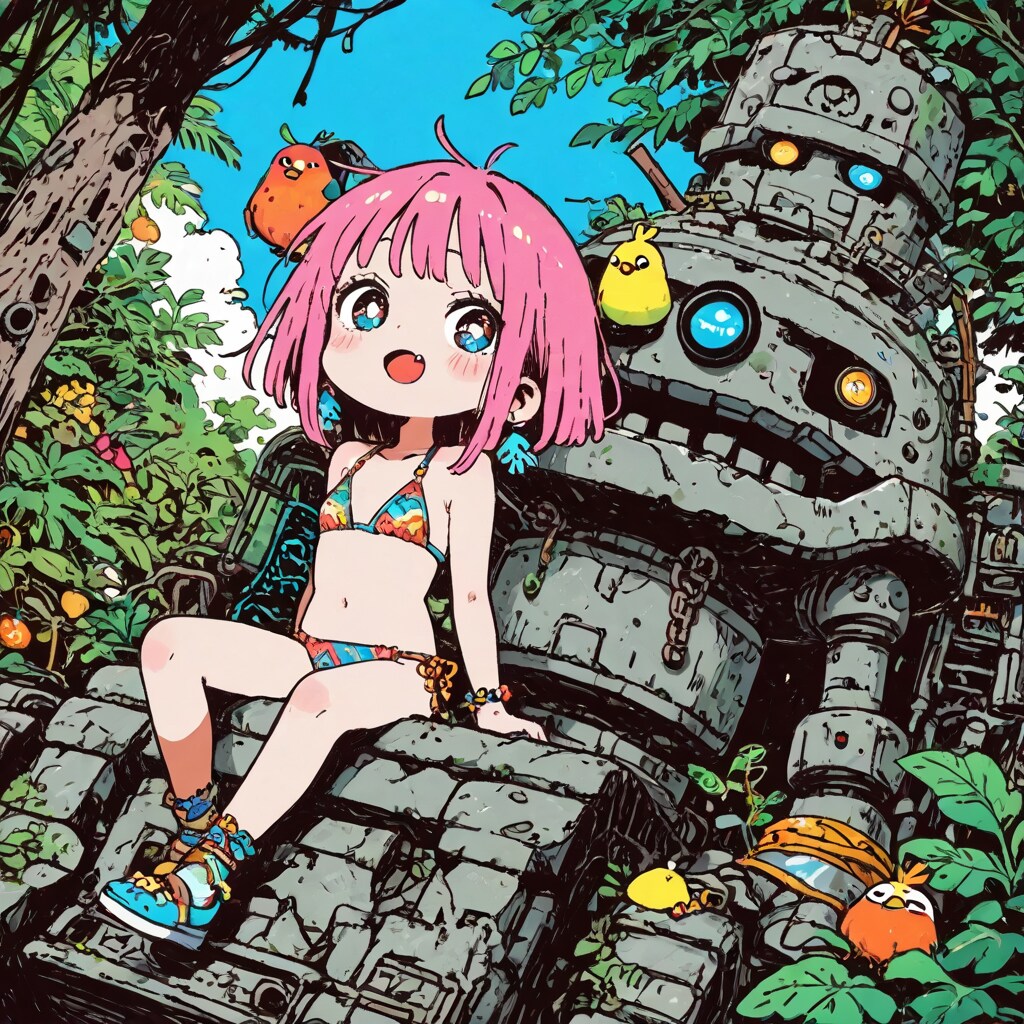 巨石ロボと村の少女