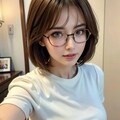 ショートヘア眼鏡美女 2枚目