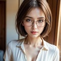 ショートヘア眼鏡美女 5枚目