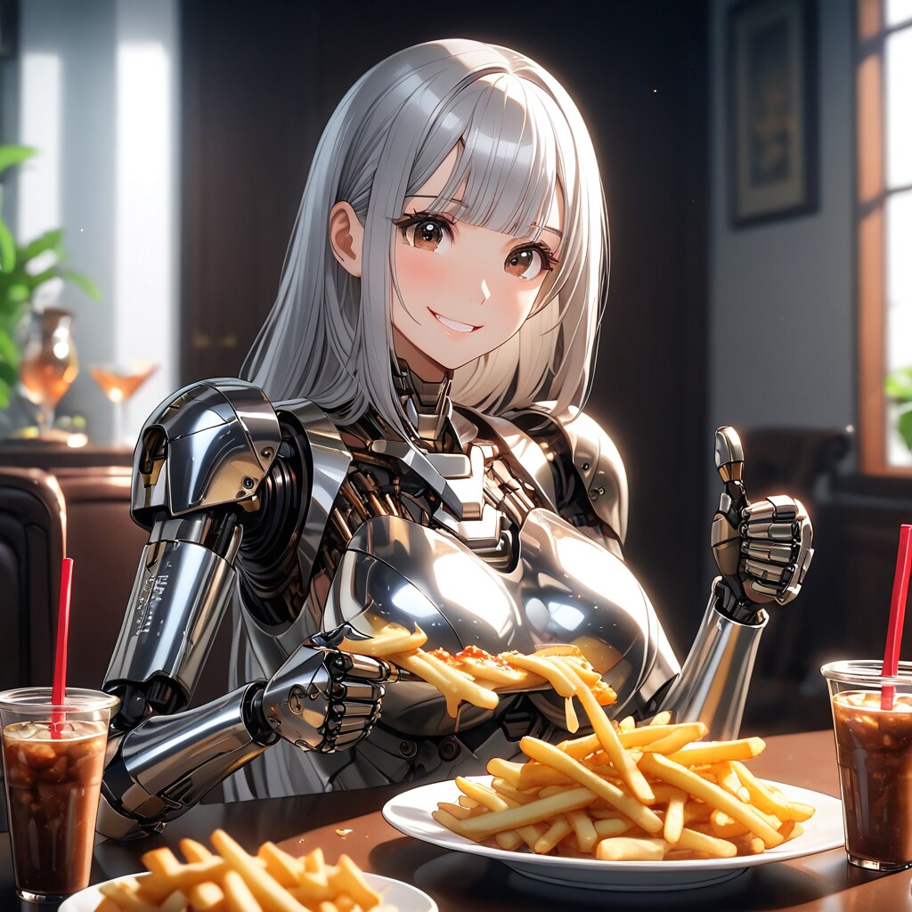 フレンチフライを食べるメカ子