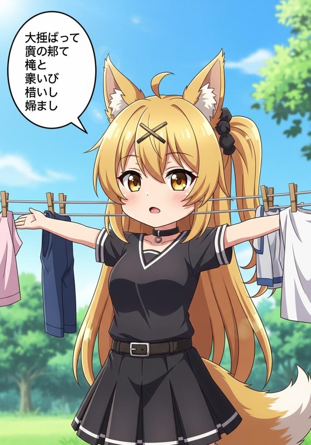 天気がいいのでべとべとになった喋るミラさんを干してみた