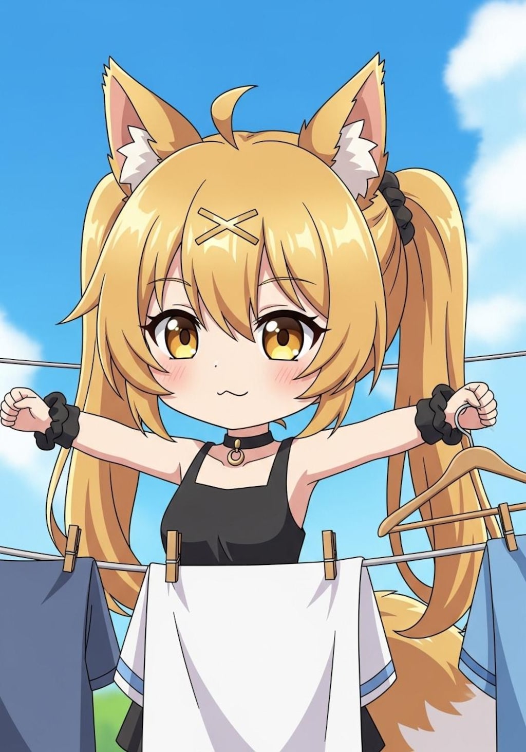 天気がいいのでべとべとになった喋るミラさんを干してみた