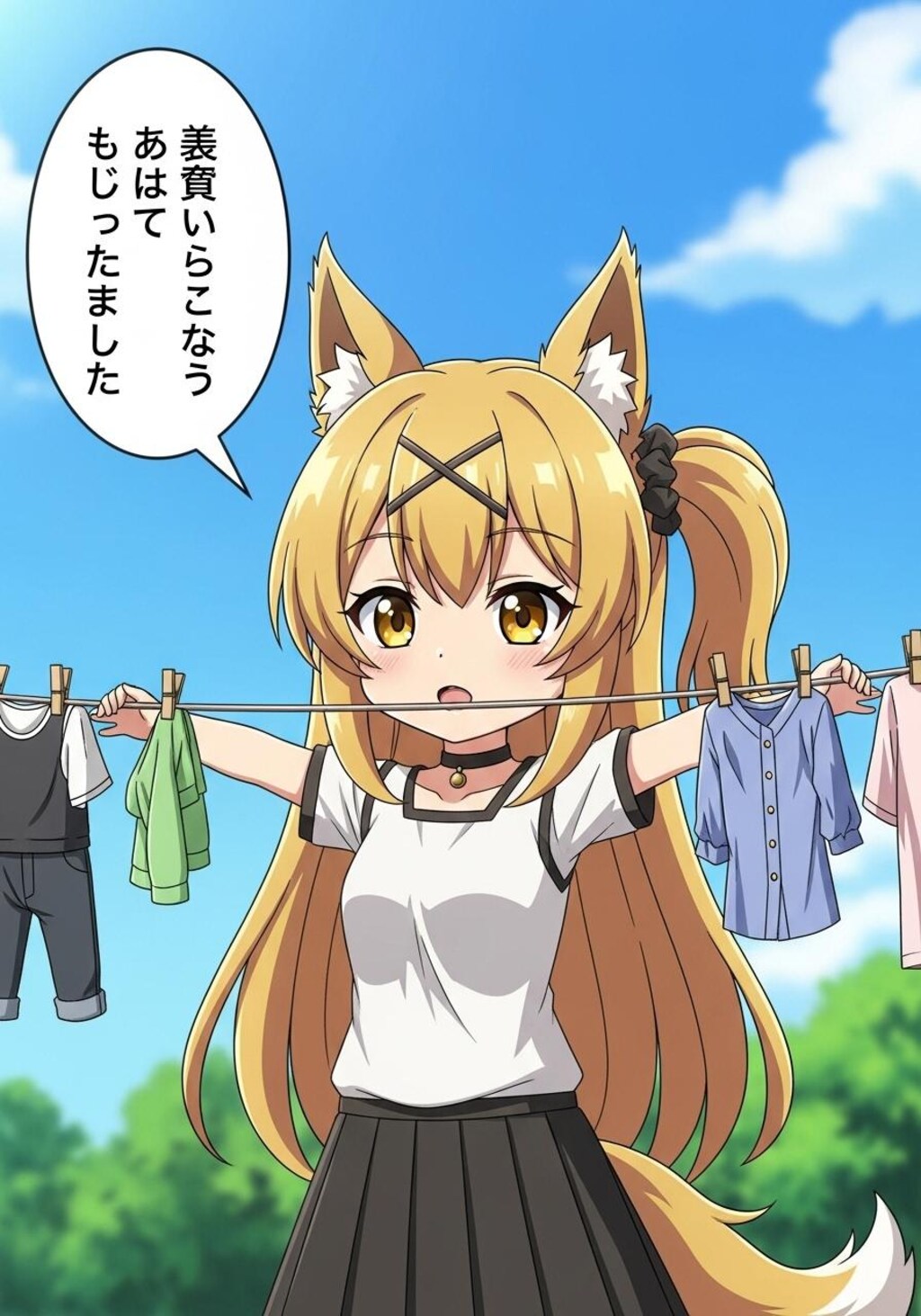 天気がいいのでべとべとになった喋るミラさんを干してみた