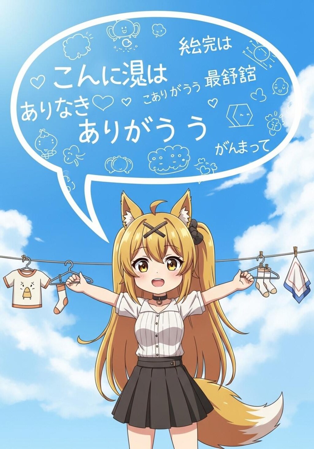 天気がいいのでべとべとになった喋るミラさんを干してみた