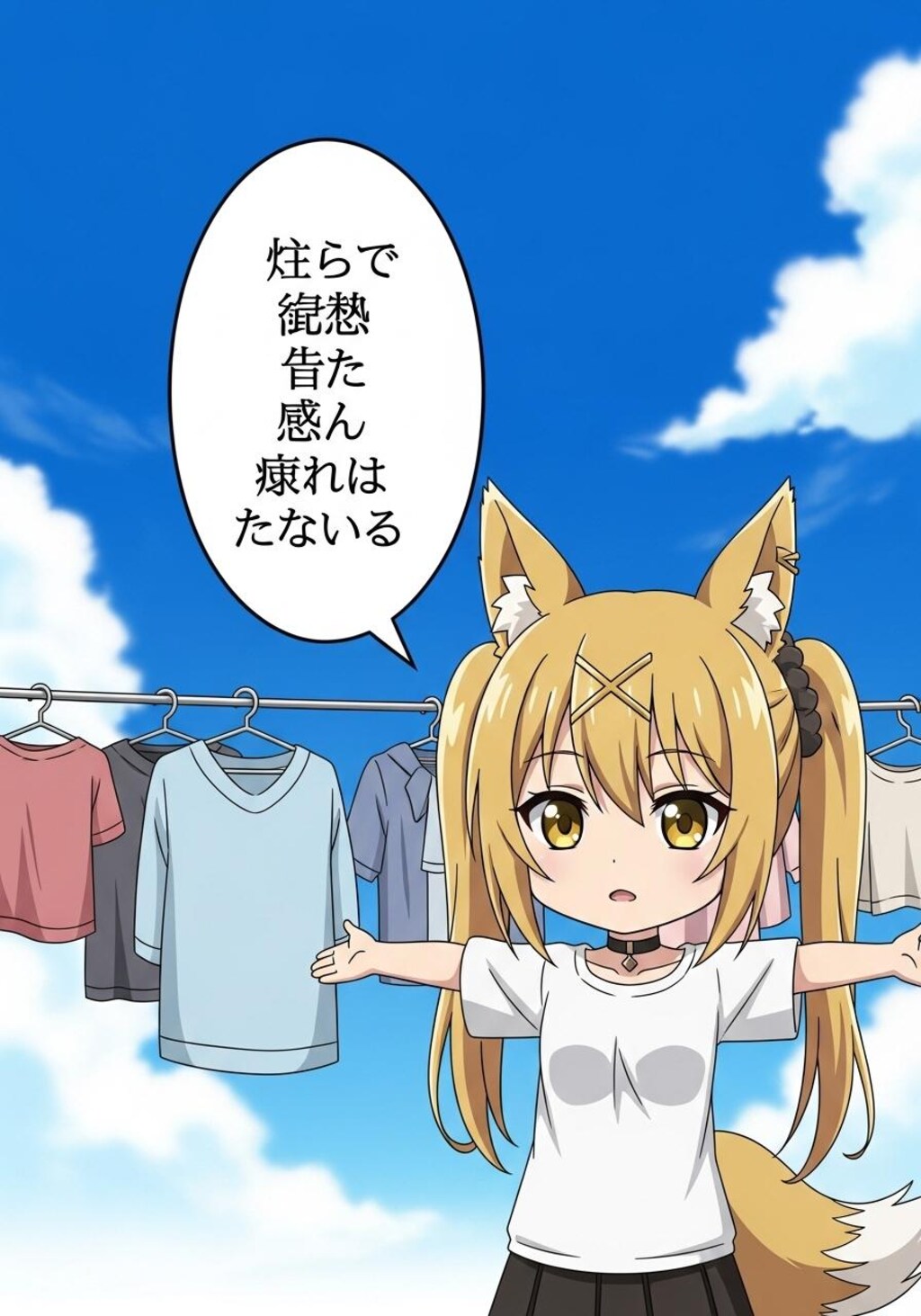 天気がいいのでべとべとになった喋るミラさんを干してみた