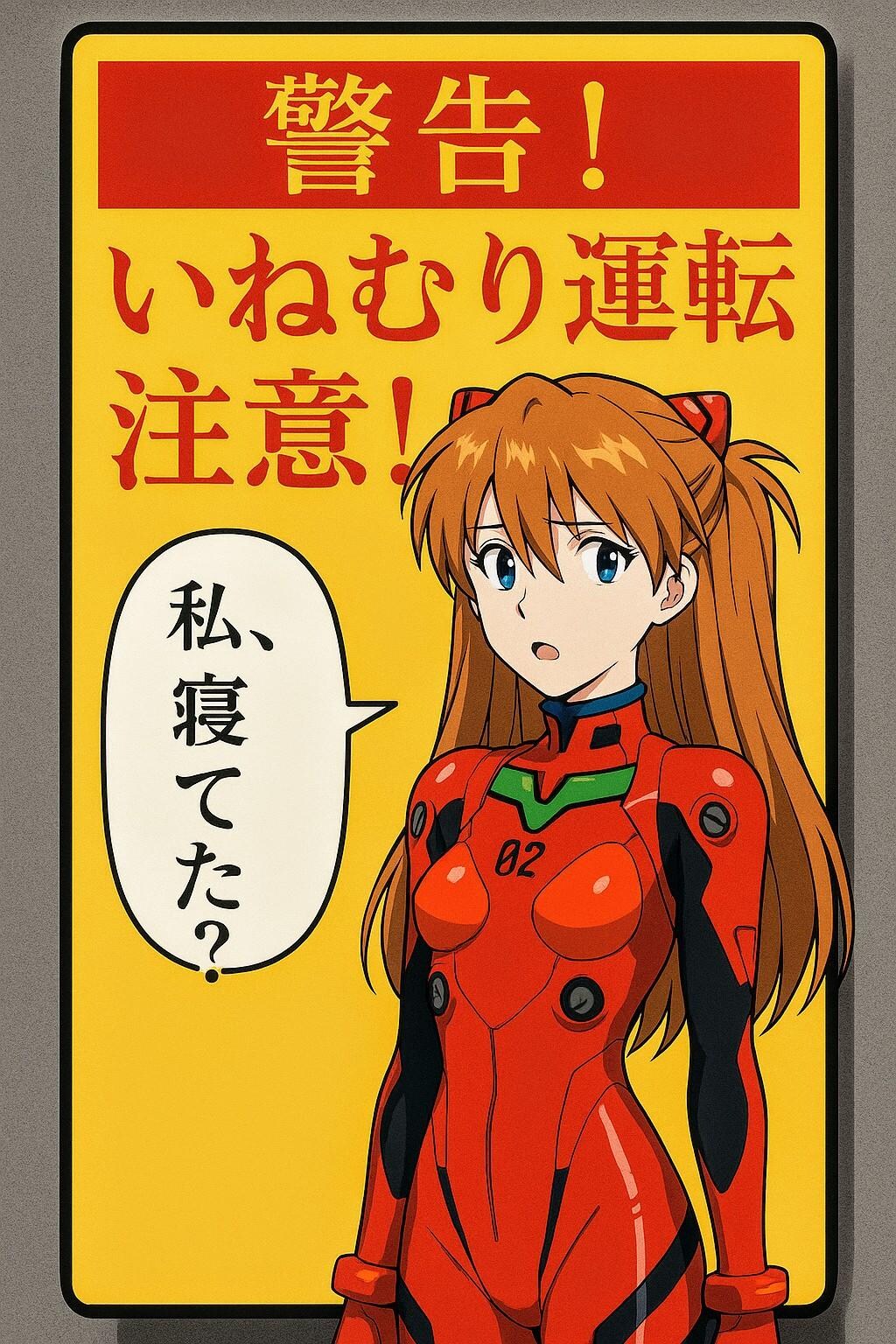 エヴァ風いねむり運転注意喚起看板