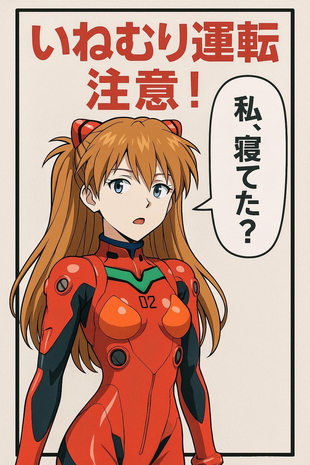 エヴァ風いねむり運転注意喚起看板