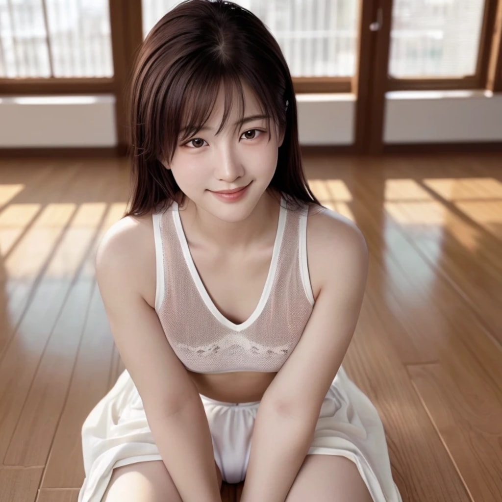 黒髪ロングで体操服の美女７