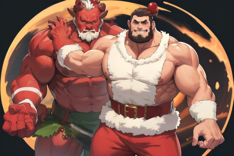 赤鬼とマッチョ、二人でサンタ