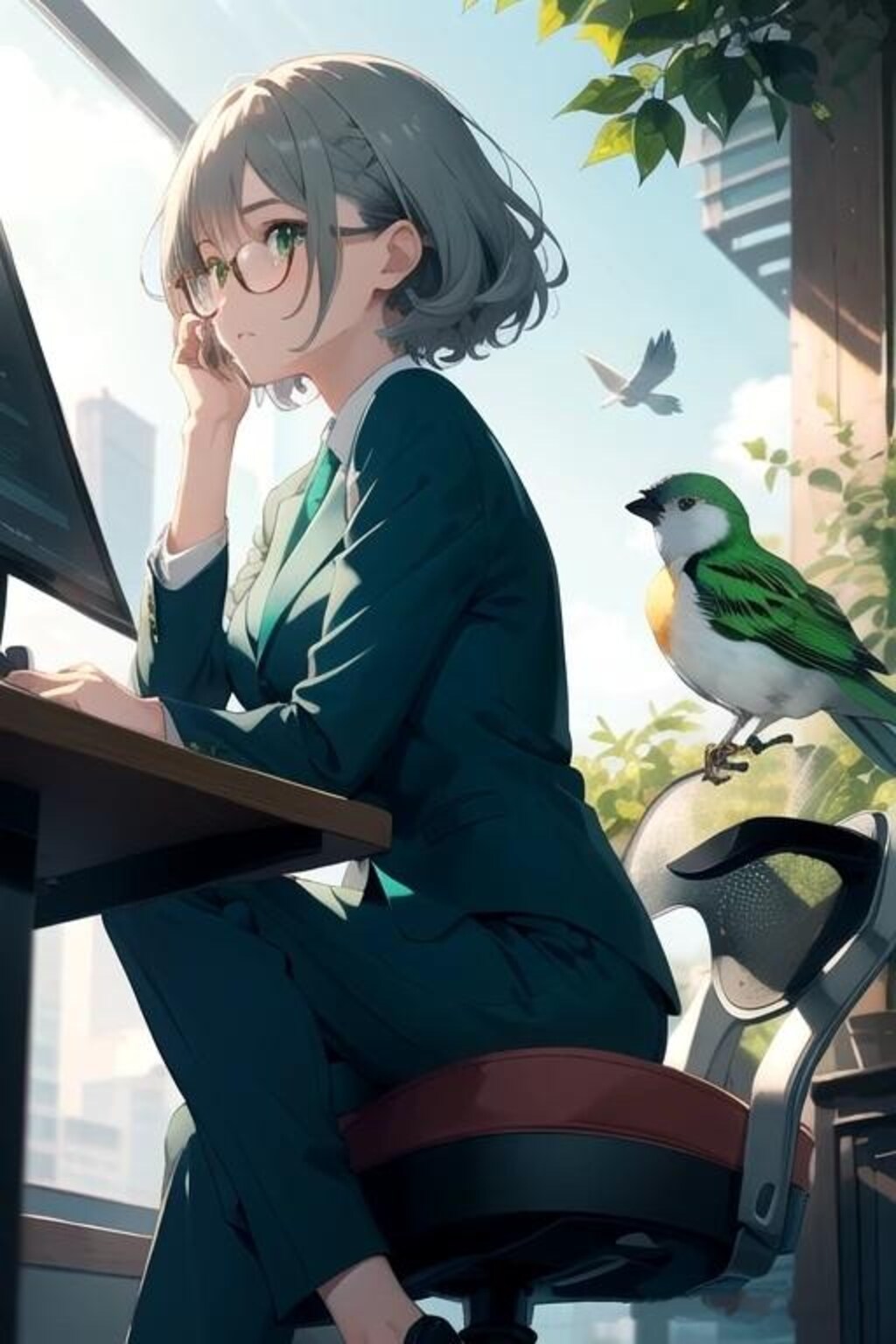 鳥さんと一緒にお仕事　頑張ってるver.