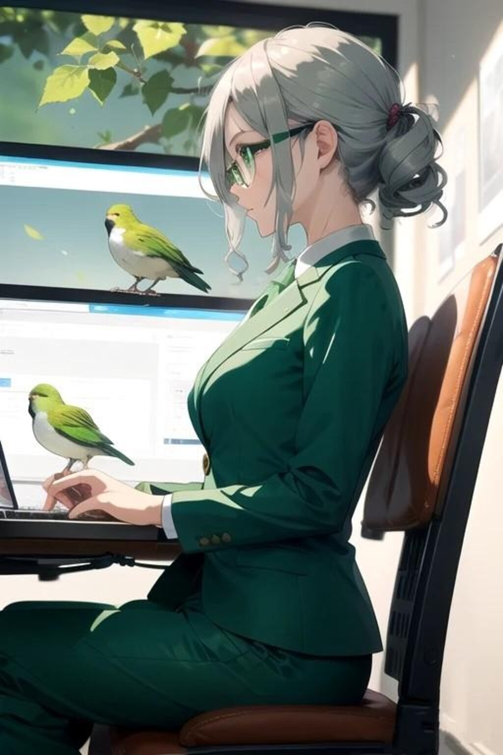 鳥さんと一緒にお仕事　頑張ってるver.