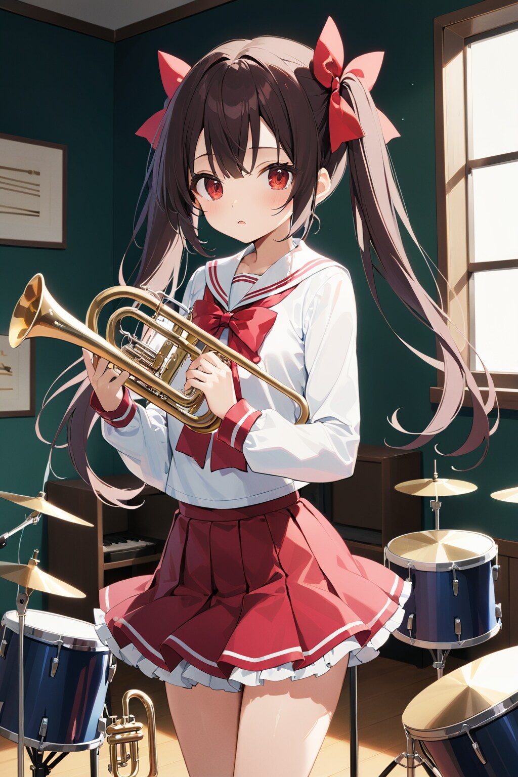 黒髪制服(トランペット、頑張るわ！やるからにはしっかりやりたいもの)_20241114 | の人気AIイラスト・グラビア