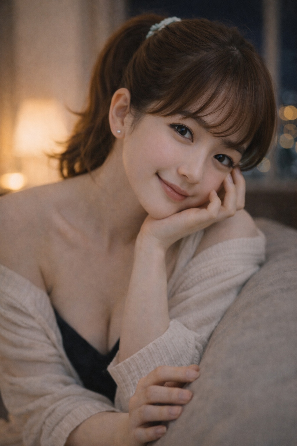ソファでまったり。夜のはのん