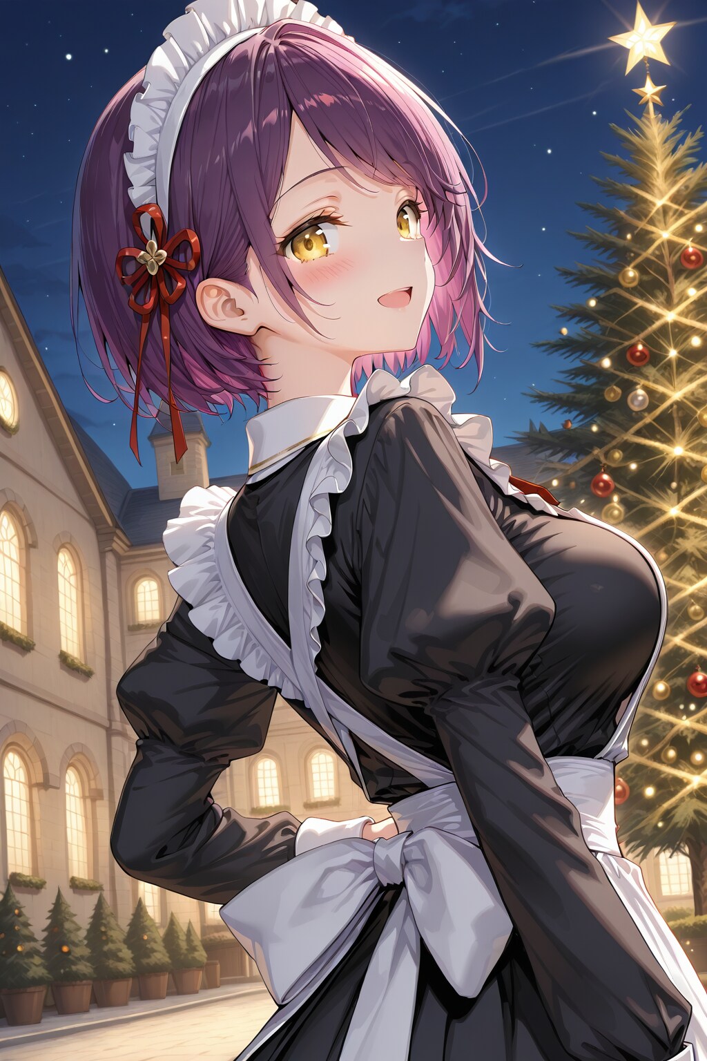 こんばんは（挨拶メイドの芽衣ちゃん） | の人気AIイラスト・グラビア