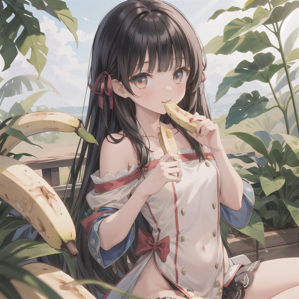 黒髪ロングでバナナの少女４