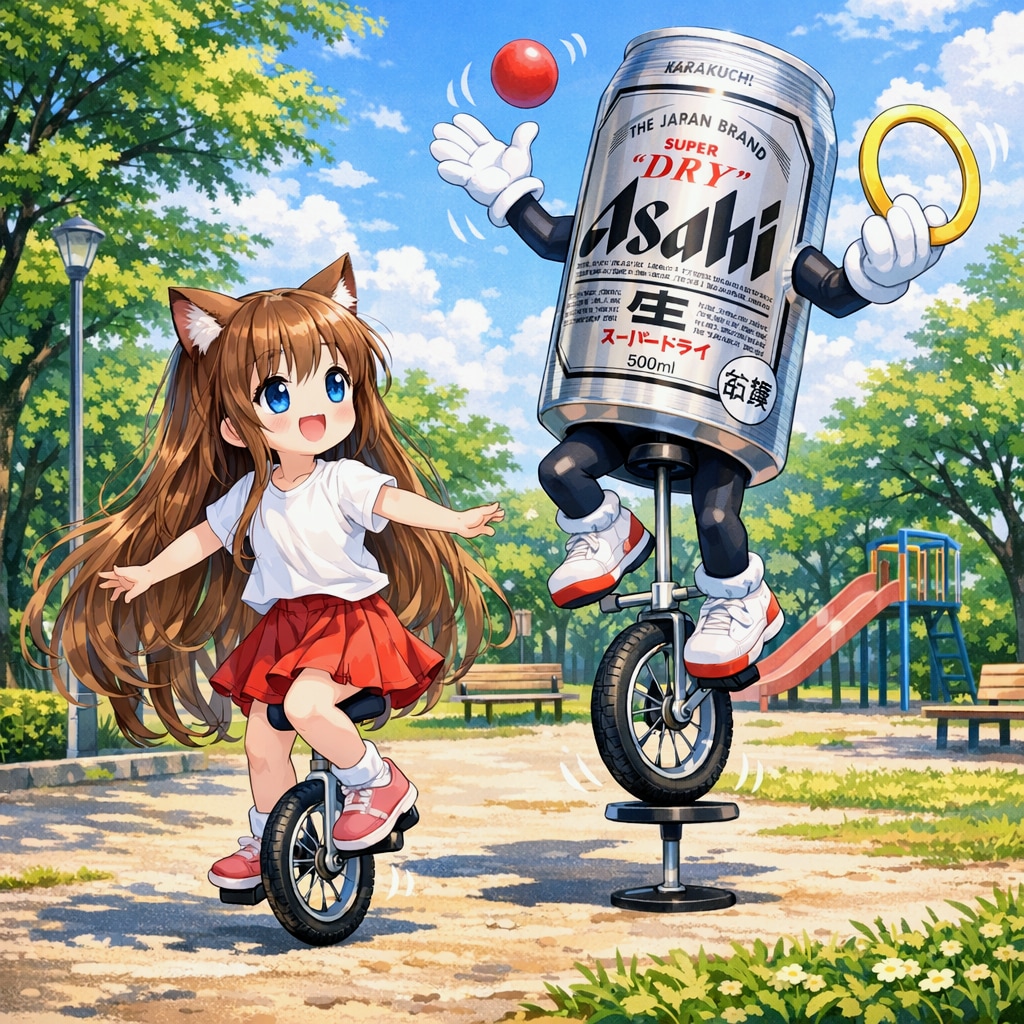 一輪車で遊ぶ小さな女の子