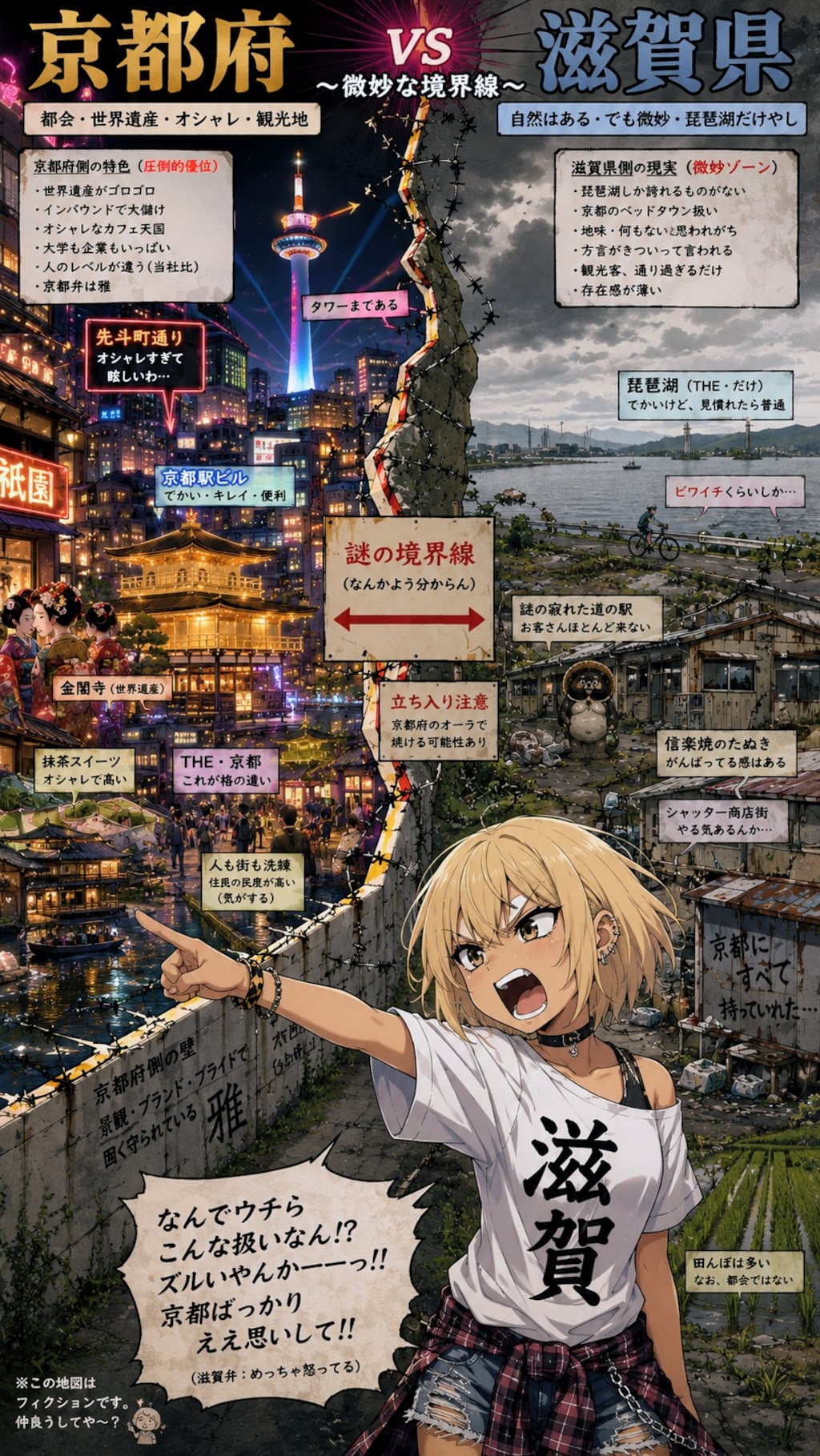 京都と滋賀の格差国境線・怒りの千鶴お姉やん💢