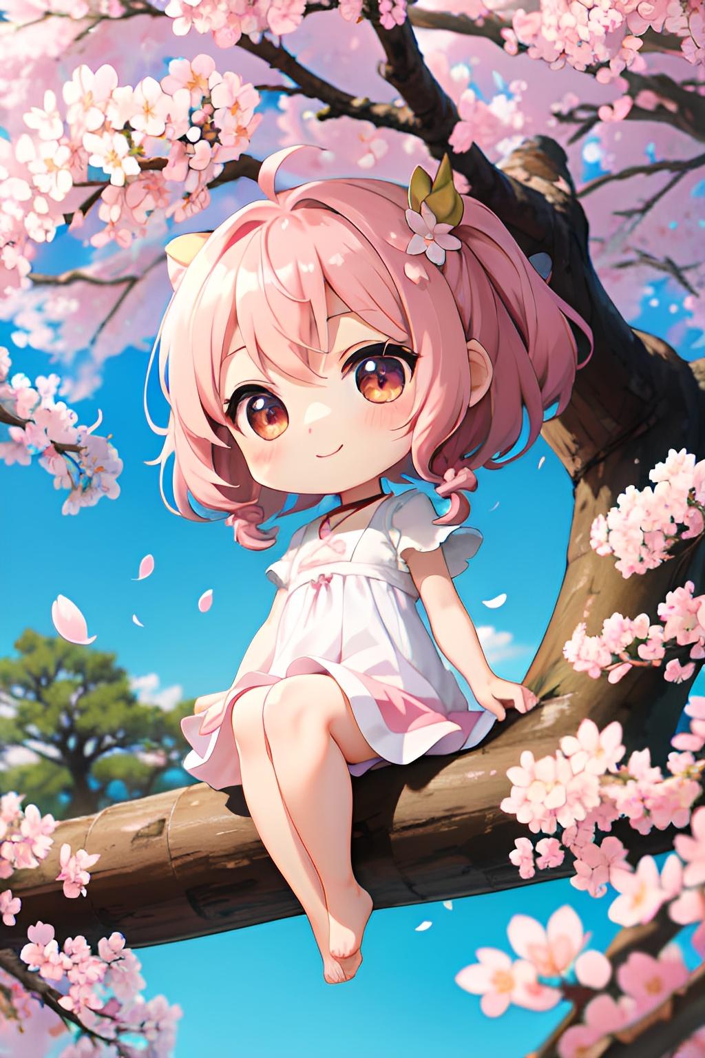 桜妖精のように可愛らしい桜の少女
