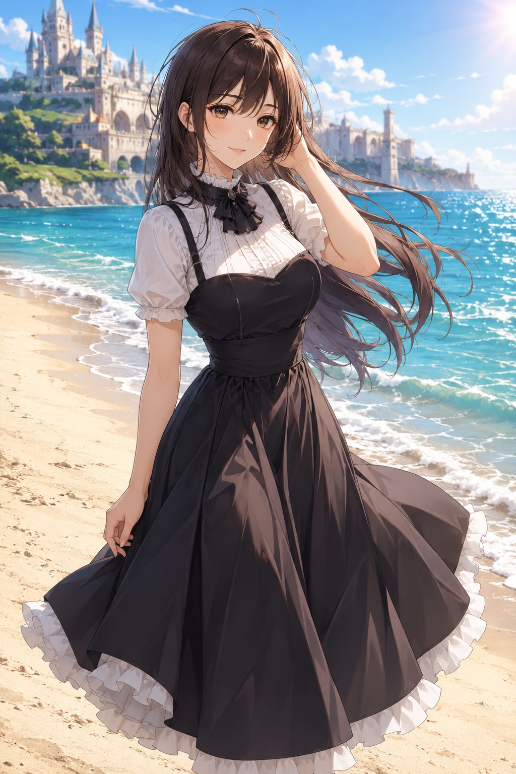 black pinafore dress