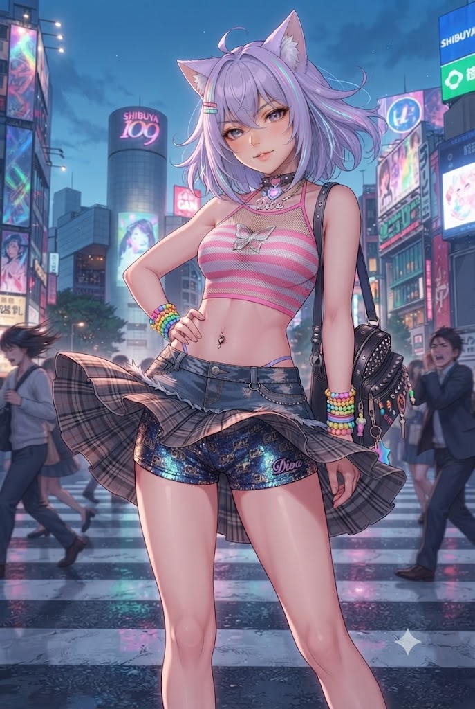 夜の街デートのパンチラギャルのシス