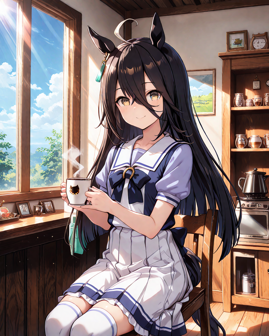 カフェにいるカフェさん