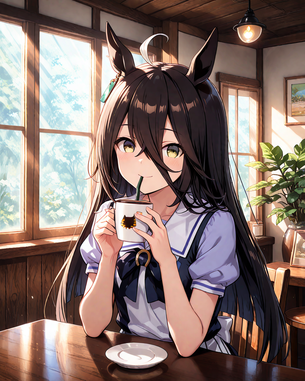 カフェにいるカフェさん