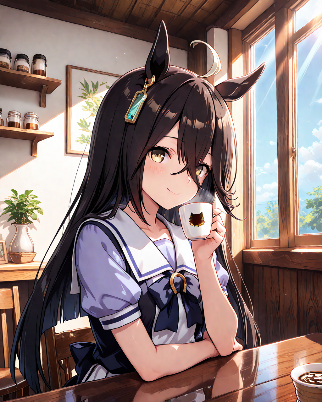 カフェにいるカフェさん