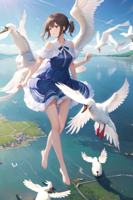渡り飛ぶ白鳥たち