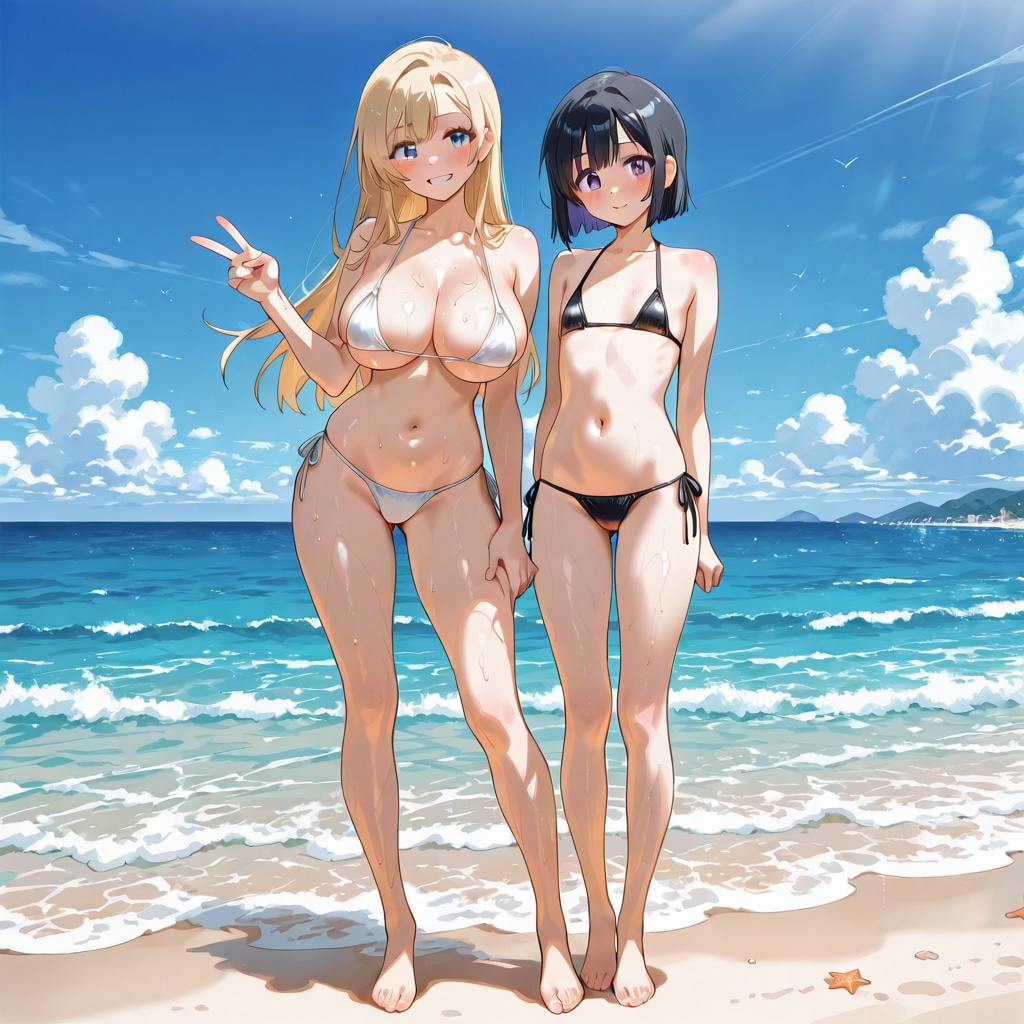 仲良しな二人（黒髪をもっと小さくしたい……）