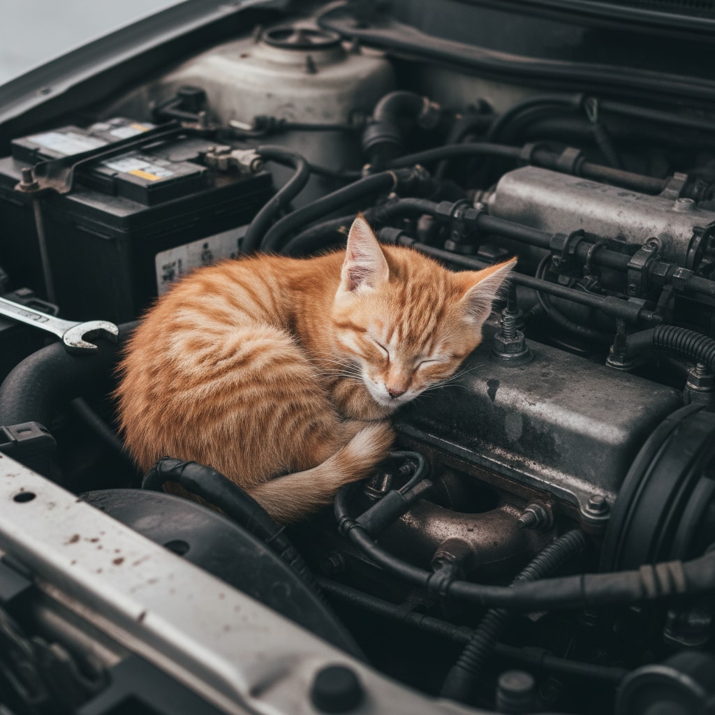 エンジンルーム猫