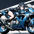 ブルアカ 七神リン風巨乳エルフ♪バイクに乗ってみた♡（12枚） 11枚目